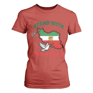 Stand With Iranian People Peace Dove T Shirt For Women Iran Map Flag Freedom Human Rights Support TS02 Red Print Your Wear