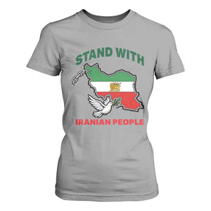 Stand With Iranian People Peace Dove T Shirt For Women Iran Map Flag Freedom Human Rights Support TS02 Sport Gray Print Your Wear