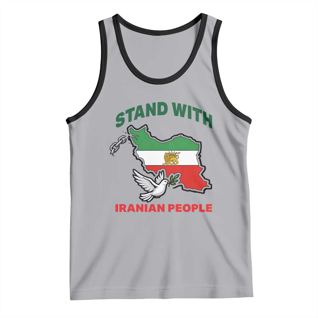Stand With Iranian People Peace Dove Tank Top Iran Map Flag Freedom Human Rights Support TS02 Athletic Heather Black Print Your Wear