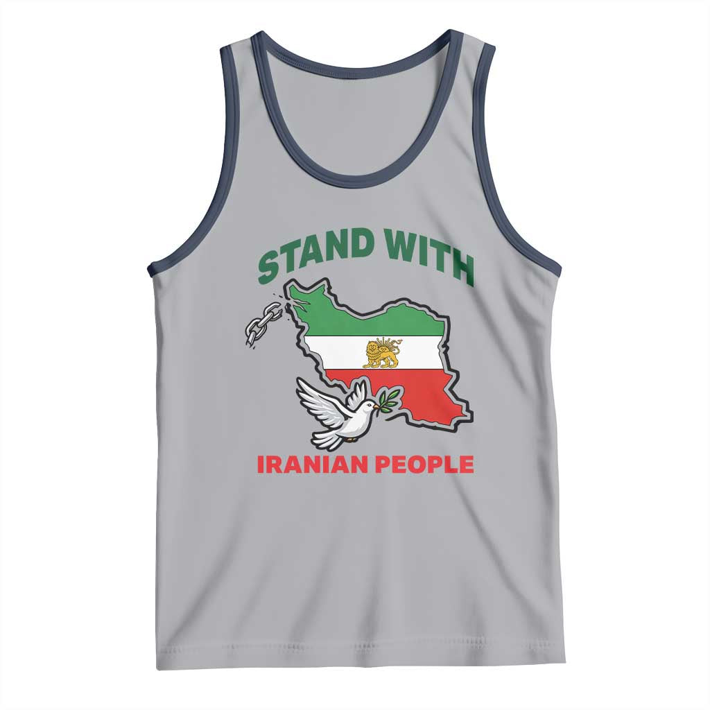 Stand With Iranian People Peace Dove Tank Top Iran Map Flag Freedom Human Rights Support TS02 Athletic Heather Navy Print Your Wear