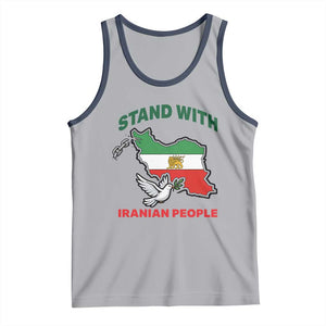 Stand With Iranian People Peace Dove Tank Top Iran Map Flag Freedom Human Rights Support TS02 Athletic Heather Navy Print Your Wear