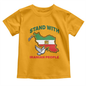 Stand With Iranian People Peace Dove Toddler T Shirt Iran Map Flag Freedom Human Rights Support TS02 Gold Print Your Wear