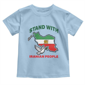 Stand With Iranian People Peace Dove Toddler T Shirt Iran Map Flag Freedom Human Rights Support TS02 Light Blue Print Your Wear
