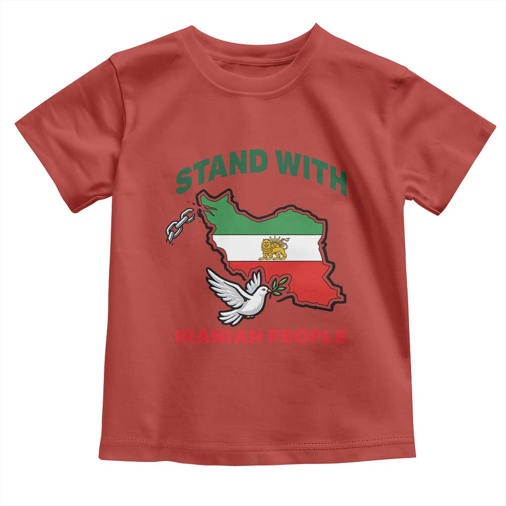 Stand With Iranian People Peace Dove Toddler T Shirt Iran Map Flag Freedom Human Rights Support TS02 Red Print Your Wear