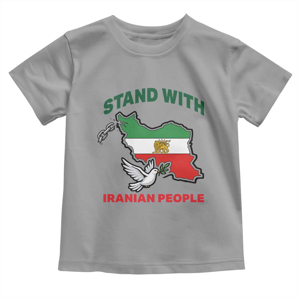 Stand With Iranian People Peace Dove Toddler T Shirt Iran Map Flag Freedom Human Rights Support TS02 Sport Gray Print Your Wear