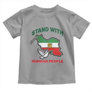 Stand With Iranian People Peace Dove Toddler T Shirt Iran Map Flag Freedom Human Rights Support TS02 Sport Gray Print Your Wear