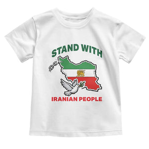 Stand With Iranian People Peace Dove Toddler T Shirt Iran Map Flag Freedom Human Rights Support TS02 White Print Your Wear