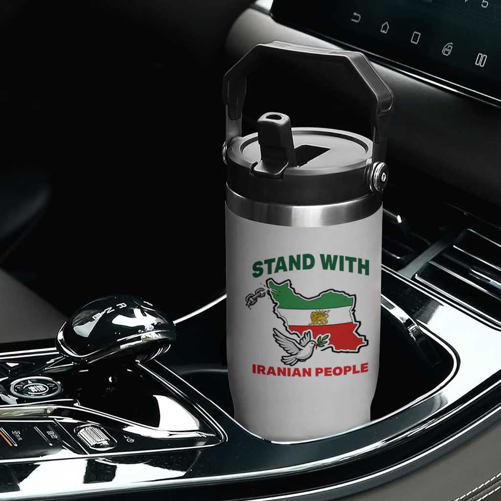 Stand With Iranian People Peace Dove Flip Straw Tumbler Iran Map Flag Freedom Human Rights Support TS02 Print Your Wear