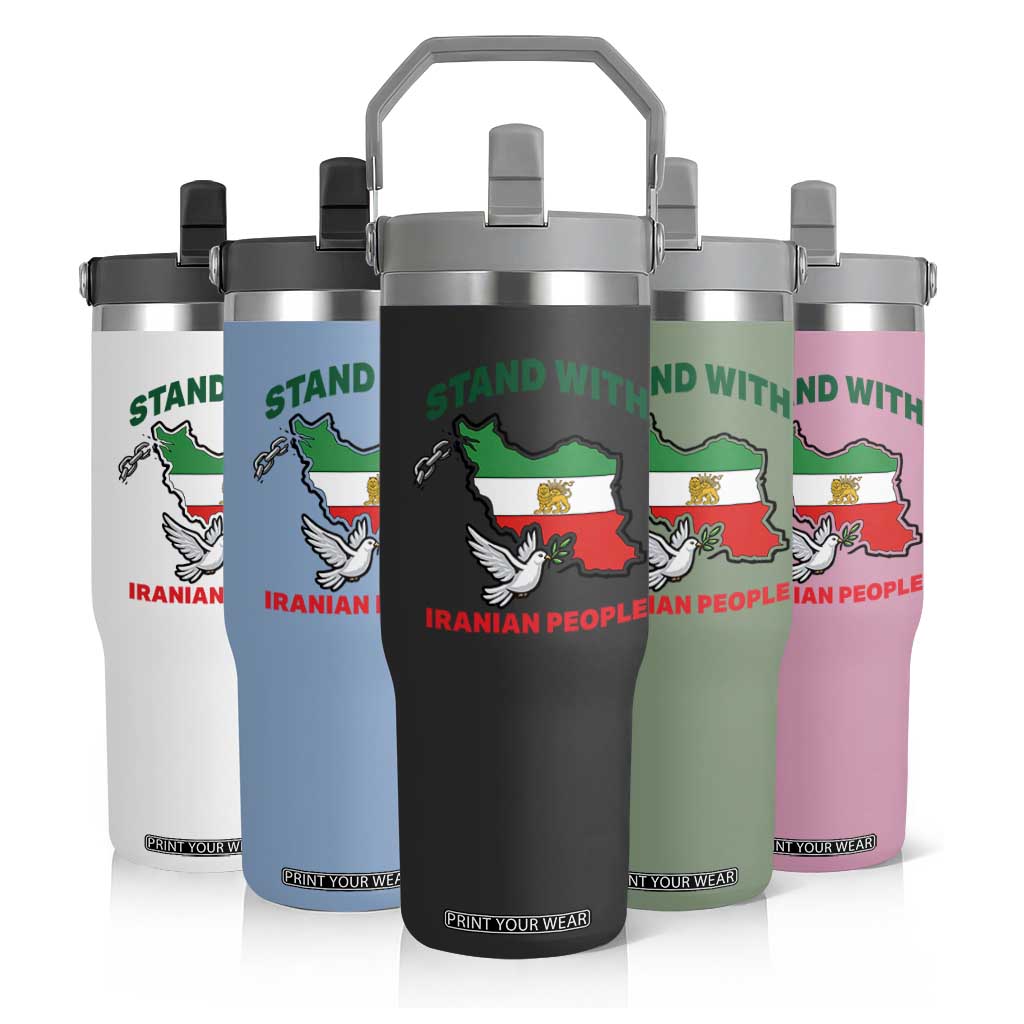 Stand With Iranian People Peace Dove Flip Straw Tumbler Iran Map Flag Freedom Human Rights Support TS02 Print Your Wear