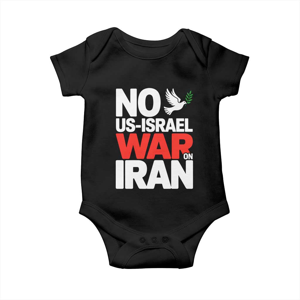 No US Israel War On Iran Baby Onesie Anti War Peace Dove TS02 Black Print Your Wear