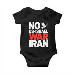 No US Israel War On Iran Baby Onesie Anti War Peace Dove TS02 Black Print Your Wear