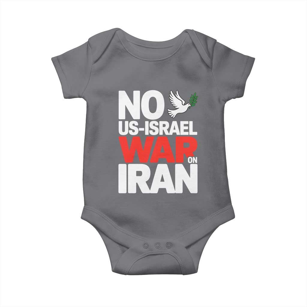 No US Israel War On Iran Baby Onesie Anti War Peace Dove TS02 Charcoal Print Your Wear