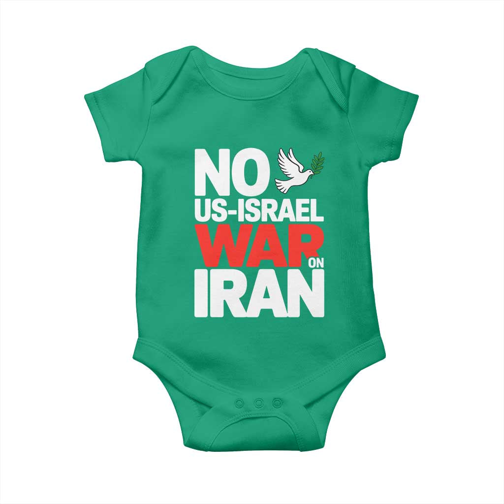 No US Israel War On Iran Baby Onesie Anti War Peace Dove TS02 Irish Green Print Your Wear