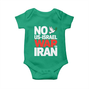 No US Israel War On Iran Baby Onesie Anti War Peace Dove TS02 Irish Green Print Your Wear