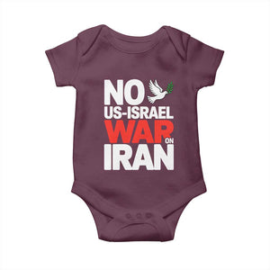 No US Israel War On Iran Baby Onesie Anti War Peace Dove TS02 Maroon Print Your Wear
