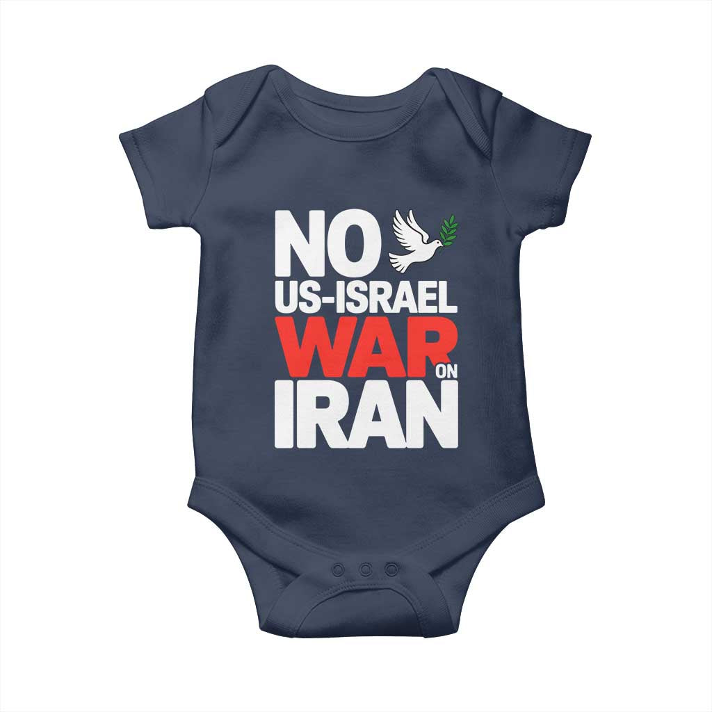 No US Israel War On Iran Baby Onesie Anti War Peace Dove TS02 Navy Print Your Wear
