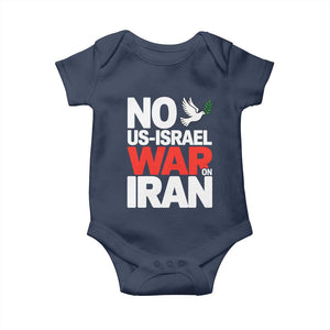 No US Israel War On Iran Baby Onesie Anti War Peace Dove TS02 Navy Print Your Wear