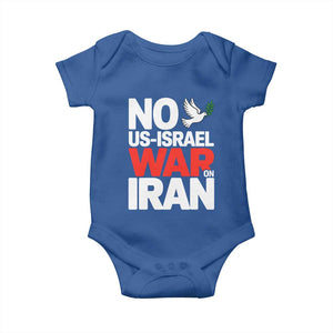 No US Israel War On Iran Baby Onesie Anti War Peace Dove TS02 Royal Blue Print Your Wear