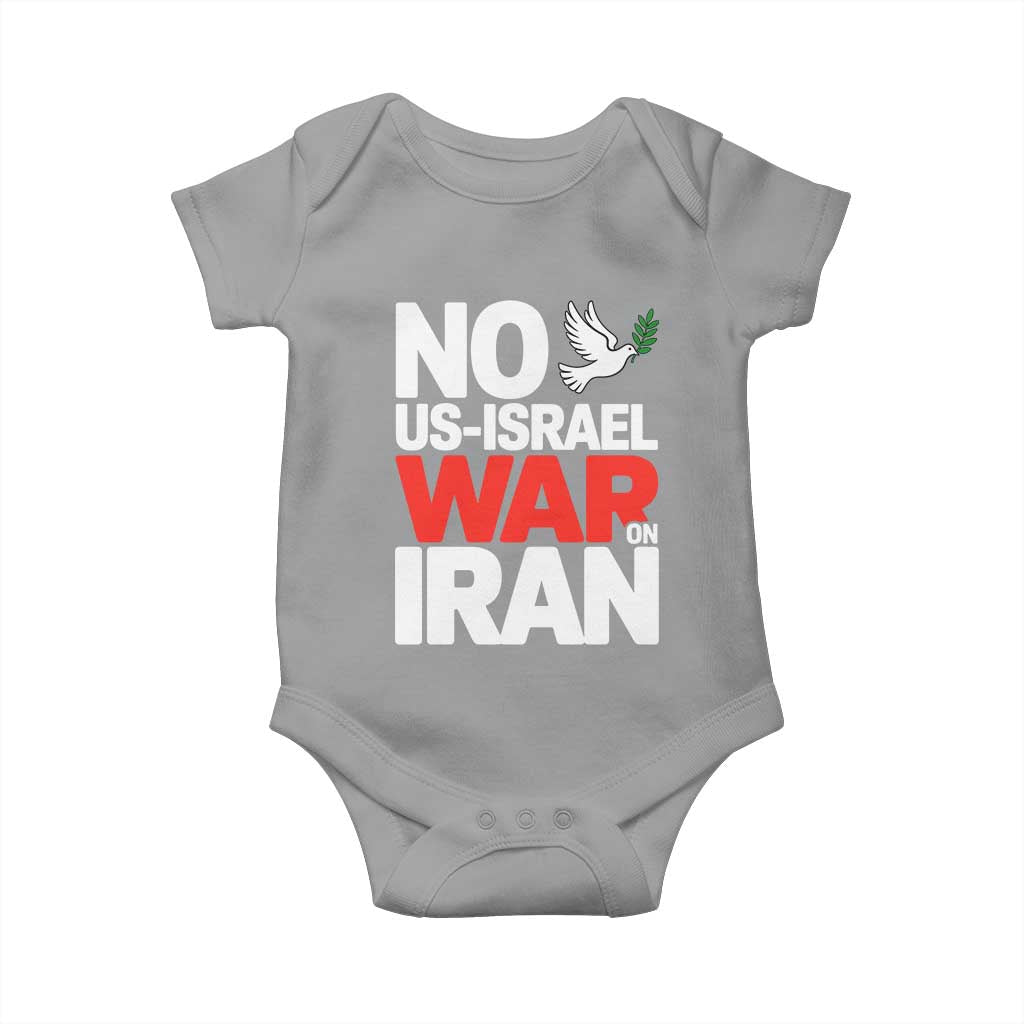 No US Israel War On Iran Baby Onesie Anti War Peace Dove TS02 Sport Gray Print Your Wear