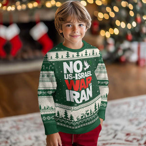 No US Israel War On Iran Ugly Christmas Sweater Anti War Peace Dove TS02 Forest Green Beige Print Your Wear