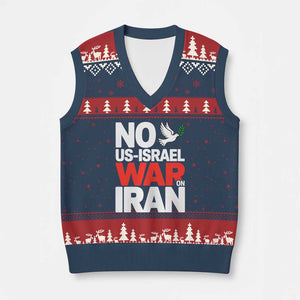 No US Israel War On Iran V-Neck Knit Sweater Vest Anti War Peace Dove TS02 Navy Red Print Your Wear