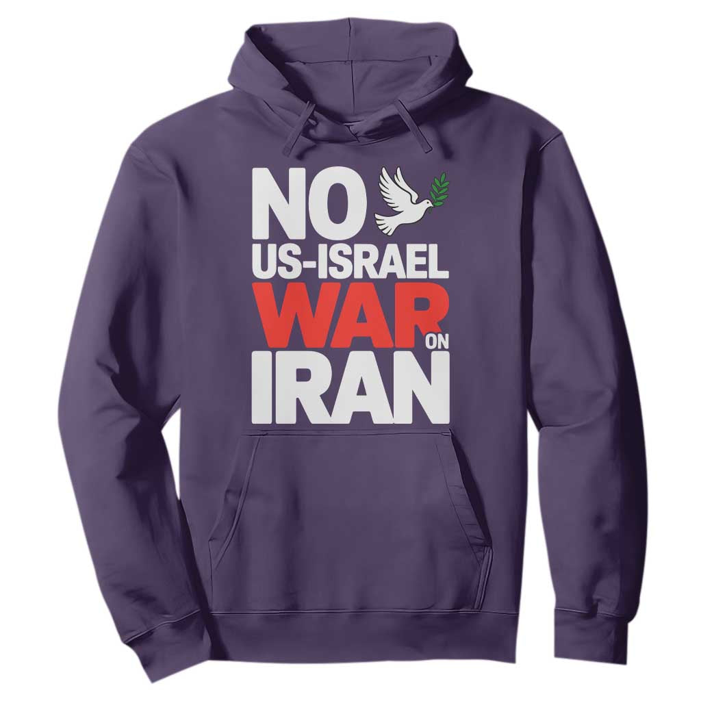 No US Israel War On Iran Hoodie Anti War Peace Dove TS02 Purple Print Your Wear