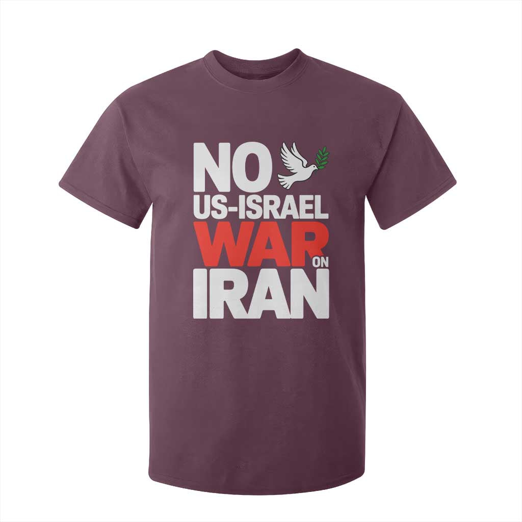 No US Israel War On Iran T Shirt For Kid Anti War Peace Dove TS02 Maroon Print Your Wear