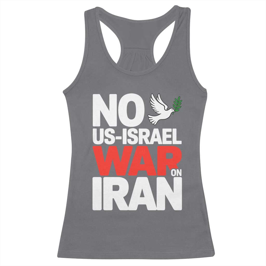 No US Israel War On Iran Racerback Tank Top Anti War Peace Dove TS02 Charcoal Print Your Wear