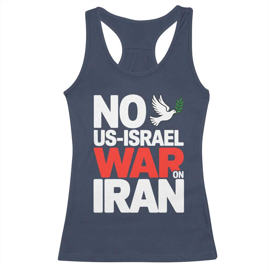 No US Israel War On Iran Racerback Tank Top Anti War Peace Dove TS02 Navy Print Your Wear