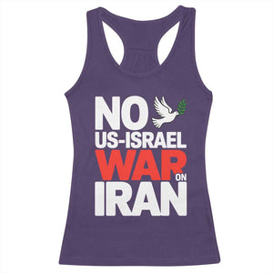 No US Israel War On Iran Racerback Tank Top Anti War Peace Dove TS02 Purple Print Your Wear