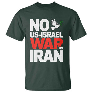 No US Israel War On Iran T Shirt - Anti War Peace Dove TS02 Dark Forest Green Print Your Wear