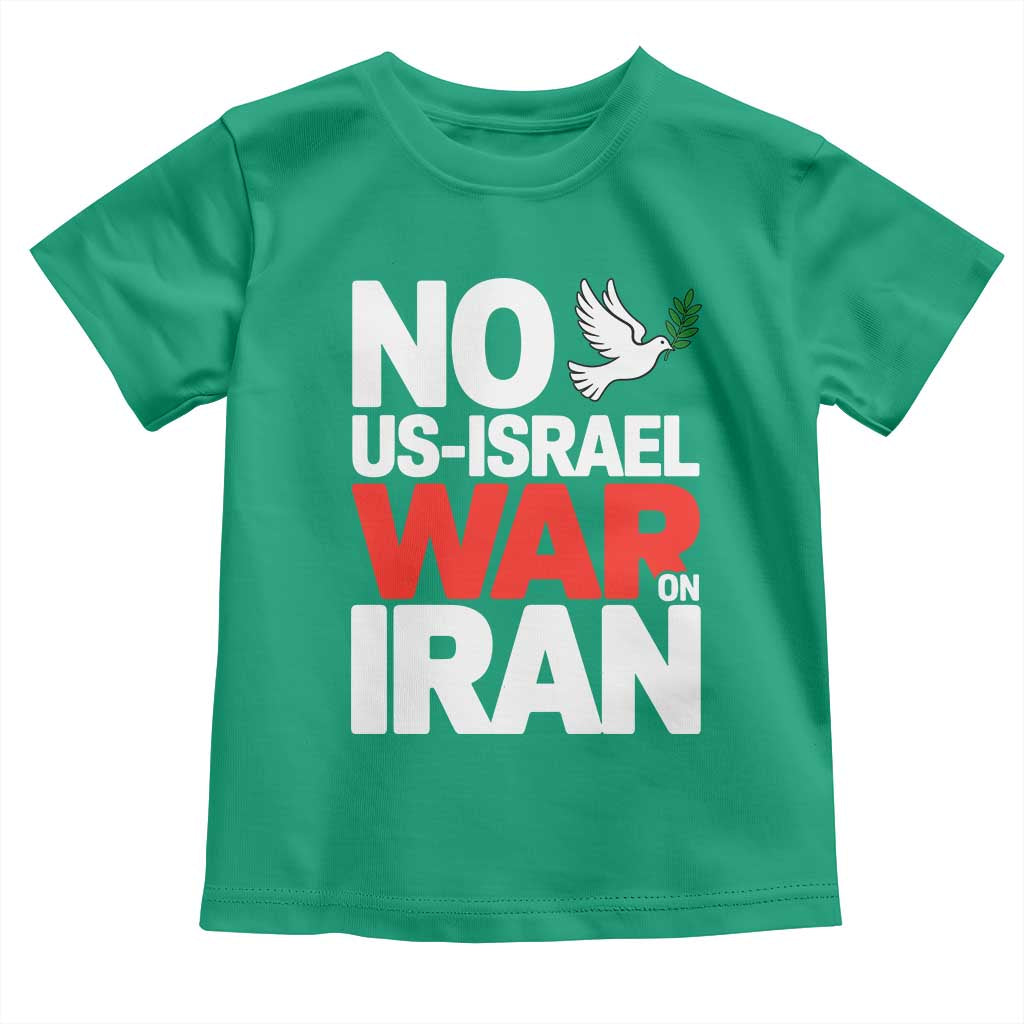 No US Israel War On Iran Toddler T Shirt Anti War Peace Dove TS02 Irish Green Print Your Wear