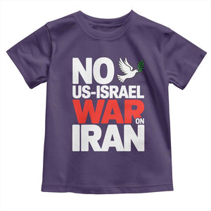No US Israel War On Iran Toddler T Shirt Anti War Peace Dove TS02 Purple Print Your Wear