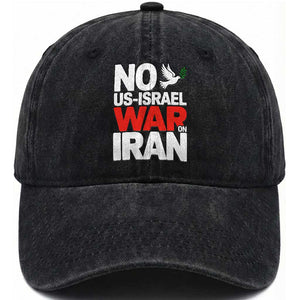 No US Israel War On Iran Washed Cotton Baseball Cap Anti War Peace Dove TS02 Washed Cap Universal Fit Black Print Your Wear