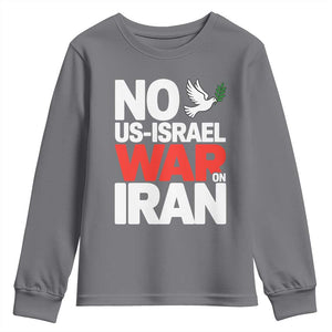 No US Israel War On Iran Youth Sweatshirt Anti War Peace Dove TS02 Charcoal Print Your Wear