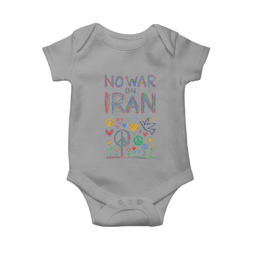No War On Iran Colorful Peace Graphic Baby Onesie Retro Anti War Protest TS02 Sport Gray Print Your Wear