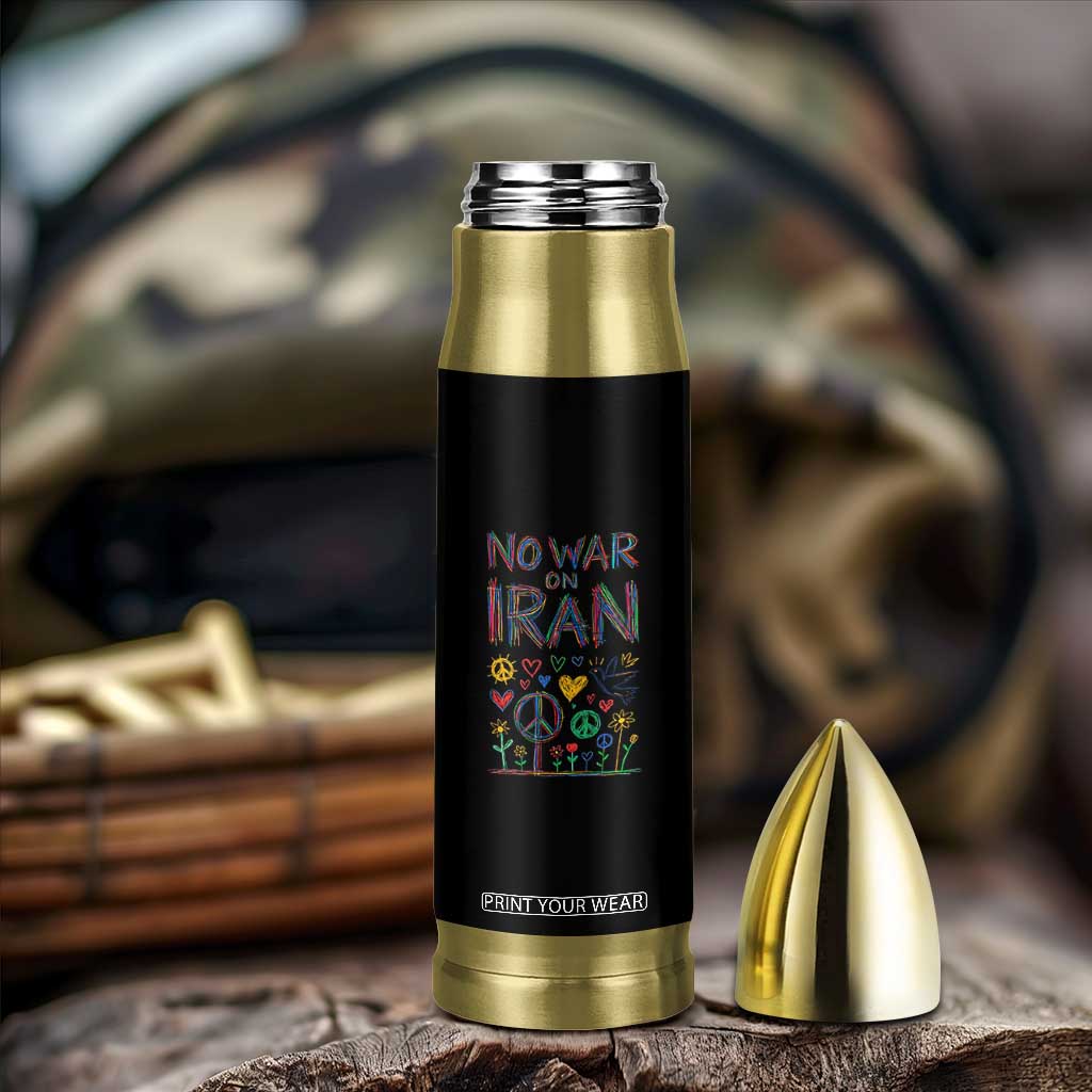 No War On Iran Colorful Peace Graphic Bullet Tumbler Retro Anti War Protest TS02 Print Your Wear