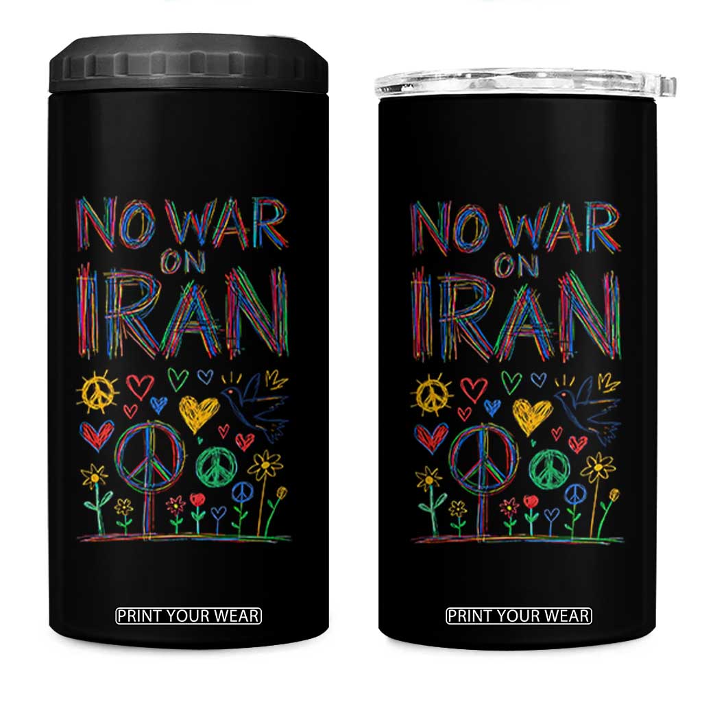 No War On Iran Colorful Peace Graphic 4 in 1 Can Cooler Tumbler Retro Anti War Protest TS02 One Size: 16 oz Black Print Your Wear