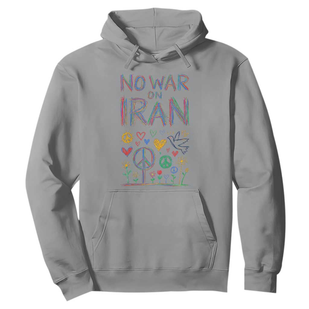No War On Iran Colorful Peace Graphic Hoodie Retro Anti War Protest TS02 Sport Gray Print Your Wear