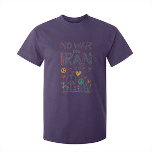 No War On Iran Colorful Peace Graphic T Shirt For Kid Retro Anti War Protest TS02 Purple Print Your Wear