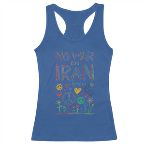No War On Iran Colorful Peace Graphic Racerback Tank Top Retro Anti War Protest TS02 Royal Blue Print Your Wear