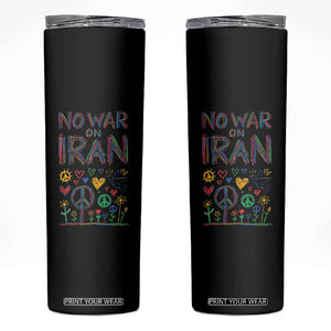 No War On Iran Colorful Peace Graphic Skinny Tumbler Retro Anti War Protest TS02 Black Print Your Wear