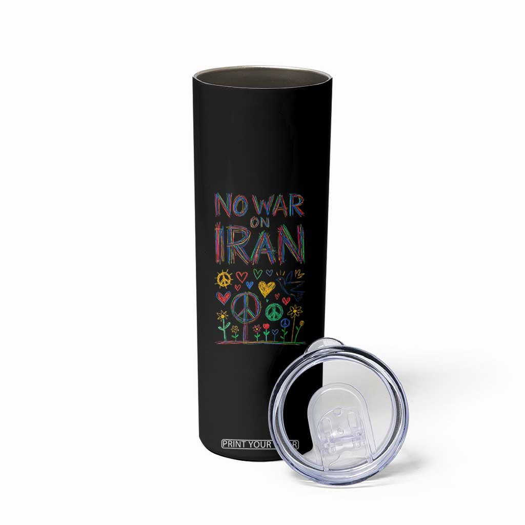 No War On Iran Colorful Peace Graphic Skinny Tumbler Retro Anti War Protest TS02 Print Your Wear