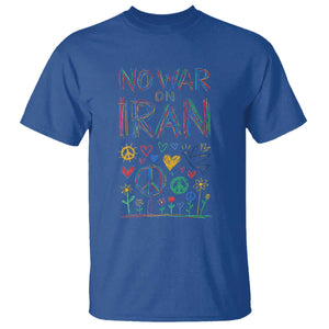 No War On Iran Colorful Peace Graphic T Shirt Retro Anti War Protest TS02 Royal Blue Print Your Wear