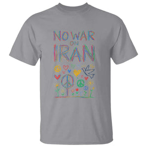 No War On Iran Colorful Peace Graphic T Shirt Retro Anti War Protest TS02 Sport Gray Print Your Wear