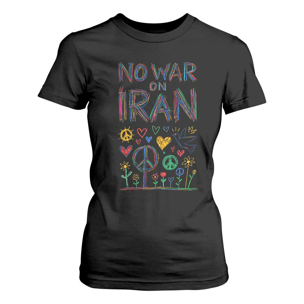 No War On Iran Colorful Peace Graphic T Shirt For Women Retro Anti War Protest TS02 Black Print Your Wear