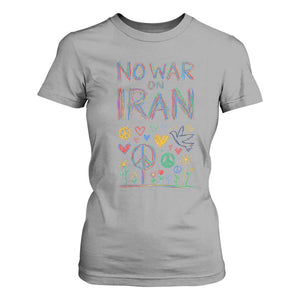 No War On Iran Colorful Peace Graphic T Shirt For Women Retro Anti War Protest TS02 Sport Gray Print Your Wear
