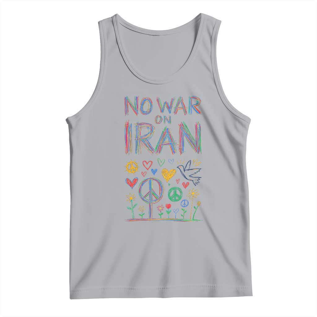 No War On Iran Colorful Peace Graphic Tank Top Retro Anti War Protest TS02 Athletic Heather Print Your Wear