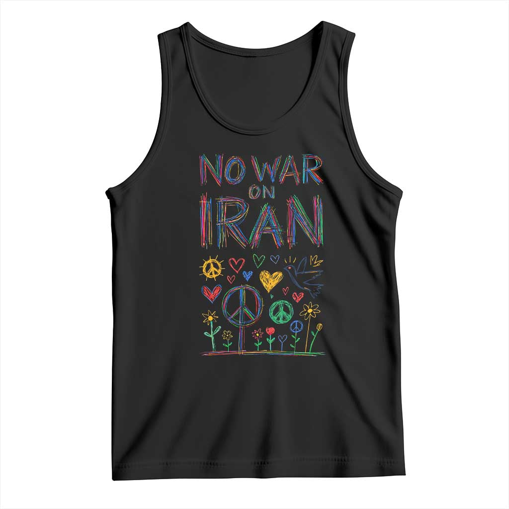 No War On Iran Colorful Peace Graphic Tank Top Retro Anti War Protest TS02 Black Print Your Wear