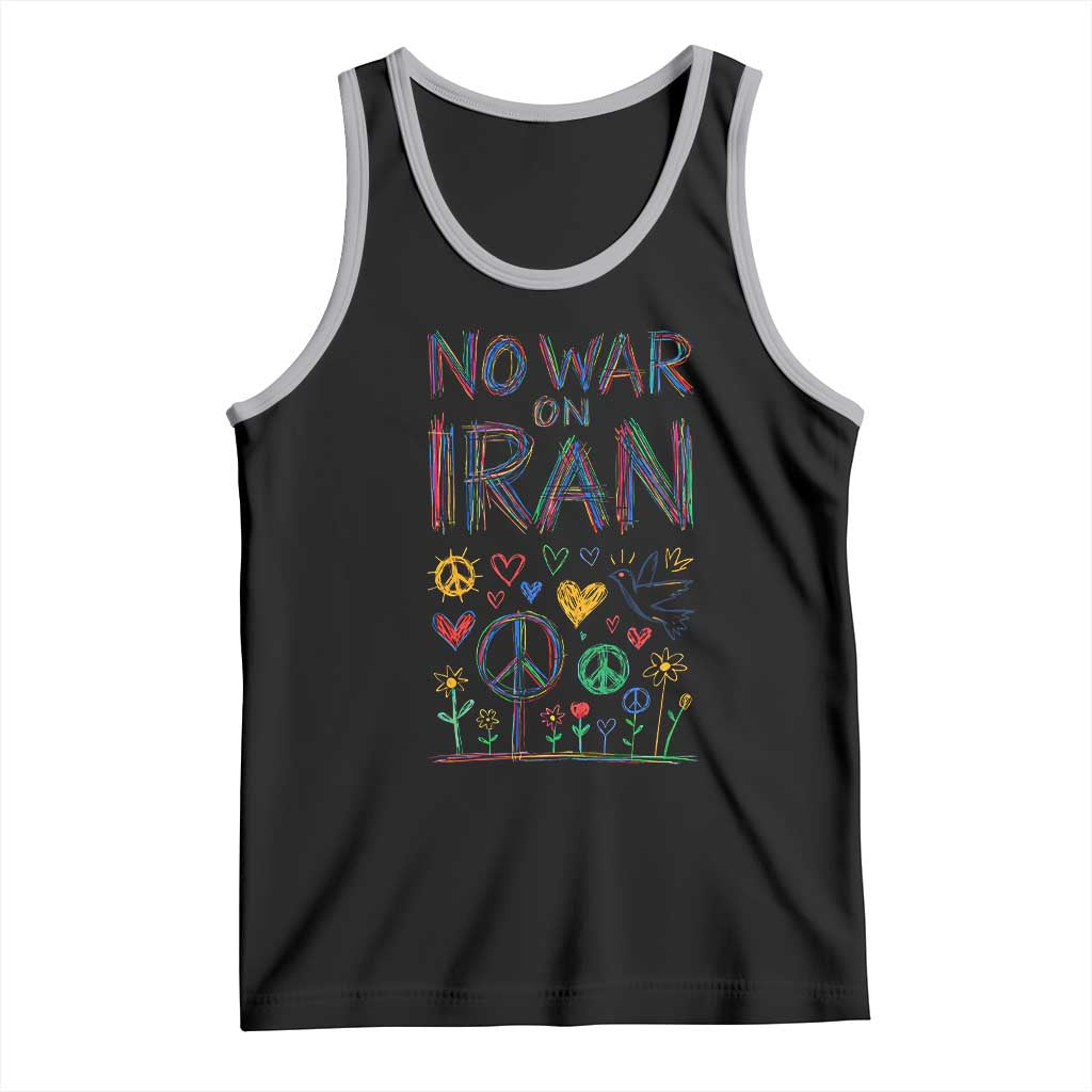 No War On Iran Colorful Peace Graphic Tank Top Retro Anti War Protest TS02 Black Athletic Heather Print Your Wear